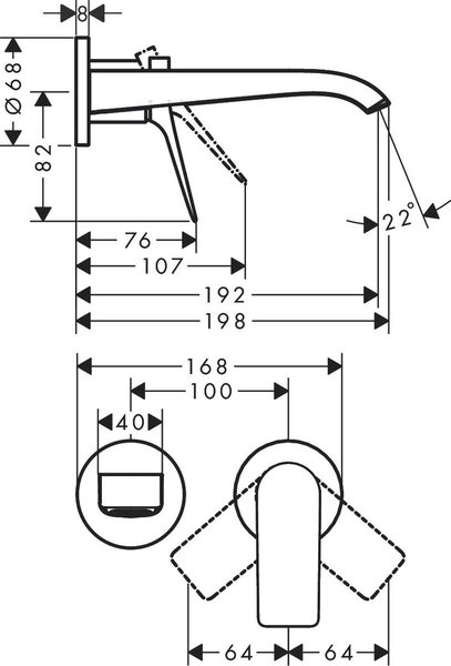 Hansgrohe Vivenis - Páková umývadlová batéria pod omietku, výtok 192 mm, chróm 75050000