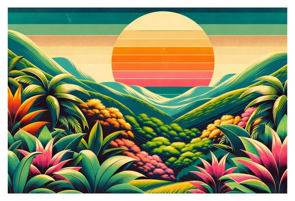 Obraz - Pestrofarebný západ slnka (90x60 cm)