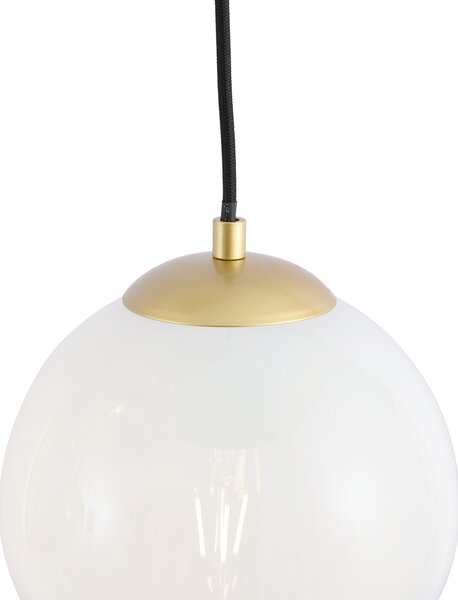 Hotelová elegantná závesná lampa mosadzná s bielym sklom okrúhla 7-svetiel - Misty