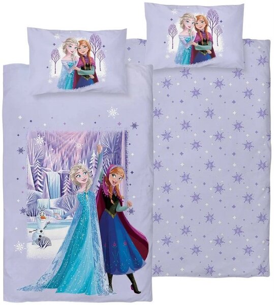 Obliečky do detskej postieľky Ľadové kráľovstvo - motív Anna a Elsa - 100% bavlna - 40x60 cm + 100x135 cm