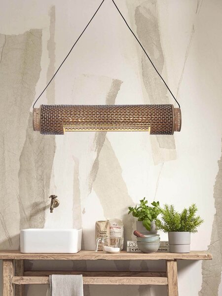 MUZZA Stropná visiaca lampa bhutan 85 cm prírodná/čierna