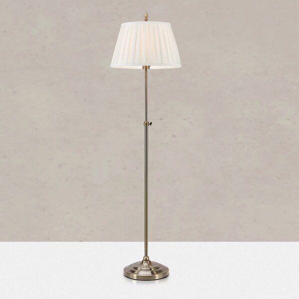 Stojacia lampa Oxford, mosadzná farba, výška 155 cm, kov/textil, Mosadz / zlato, Obývacia izba / jedáleň, Textil / látka / hodváb, Stojaca lampa