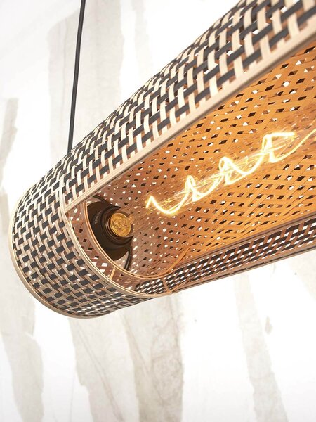 MUZZA Stropná visiaca lampa bhutan 85 cm prírodná/čierna