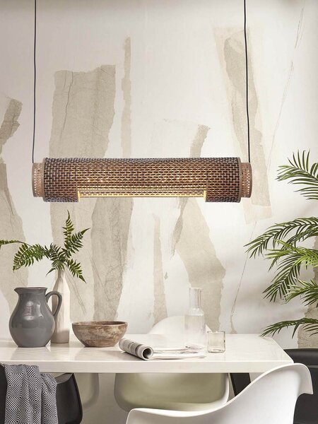 MUZZA Stropná visiaca lampa bhutan 85 cm prírodná/čierna
