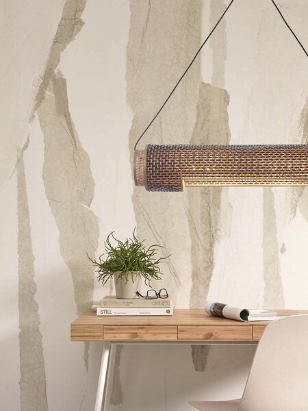 MUZZA Stropná visiaca lampa bhutan 85 cm prírodná/čierna