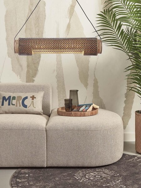 MUZZA Stropná visiaca lampa bhutan 85 cm prírodná/čierna