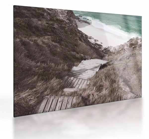 Sklenený obraz - Cesta k smaragdovému moru (70x50 cm)