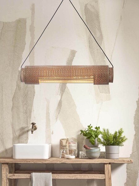 MUZZA Stropná visiaca lampa bhutan 85 cm prírodná
