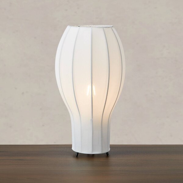 Markslöjd Stolová lampa Hikari, Ø 22 cm, biela/čierna, látka/kov, Biela / opálová, Obývacia izba / jedáleň, Textil / látka / hodváb, Stojacie svietidlo