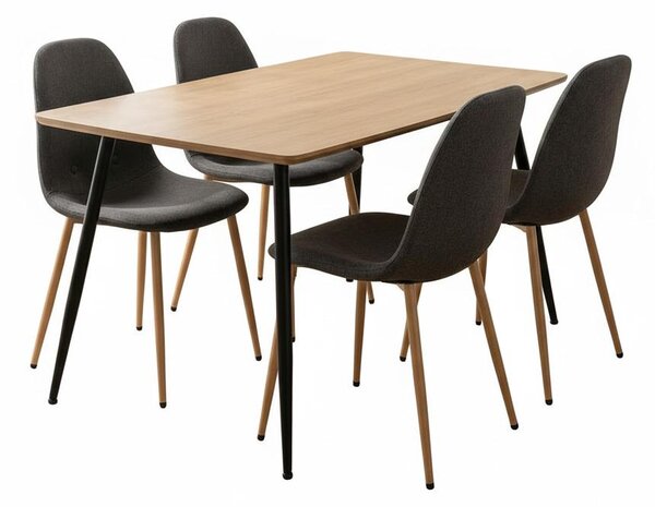 Jedálenský set 4x stoličky + stôl 120 cm AVENBERG NATURAL, sivá