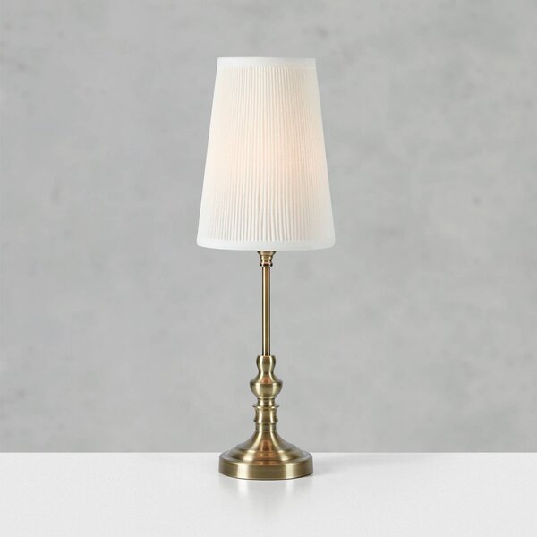 Stolová lampa Noble, mosadzová farba/prírodná biela, výška 56 cm, látka, Mosadz / zlato, Obývacia izba / jedáleň, Textil / látka / hodváb, Stojacie svietidlo