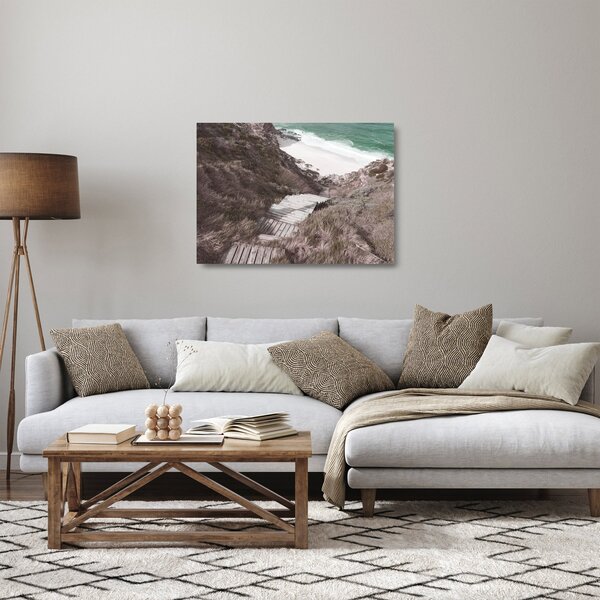 Sklenený obraz - Cesta k smaragdovému moru (70x50 cm)