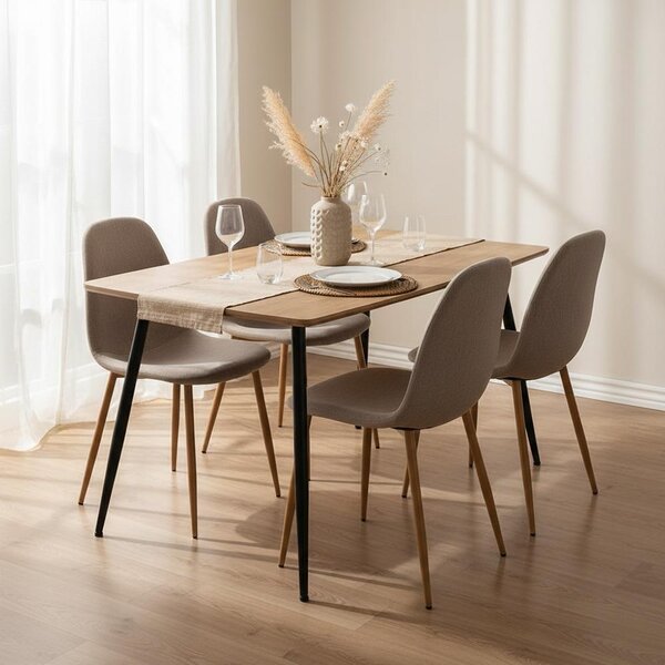 Jedálenský set 4x stoličky + stôl 120 cm AVENBERG NATURAL, béžová