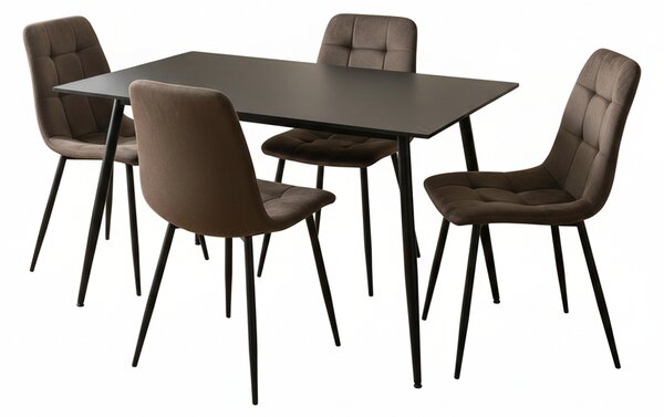 Jedálenský set 4x stoličky + stôl 120 cm AVENBERG BLACK MARBLE