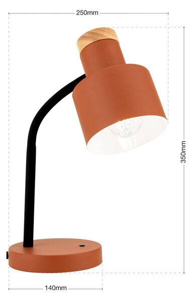 ORION Stolová lampa Gili, koralovo červená, oceľ, výška 35 cm, E27, Červená, Obývacia izba / jedáleň, kov, Moderný, Stojacie svietidlo