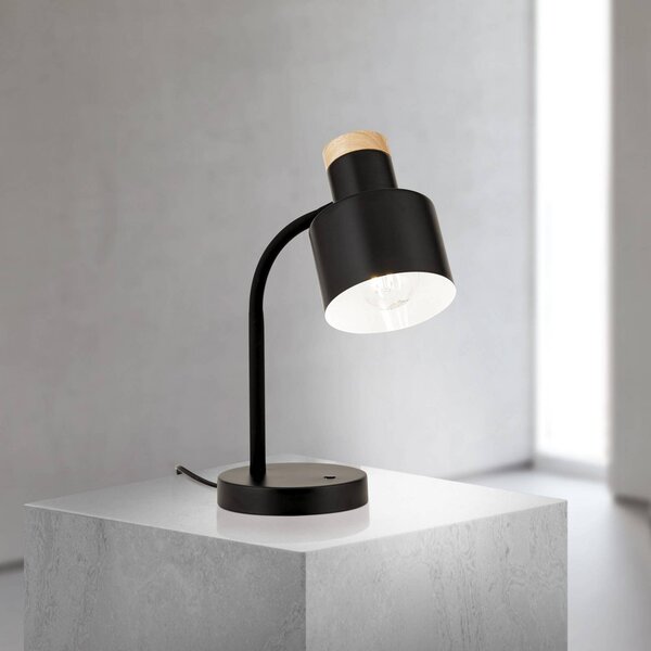 Stolová lampa Gili, čierna matná, oceľ, výška 35 cm, E27, Čierna, Obývacia izba / jedáleň, kov, Moderný, Stojacie svietidlo