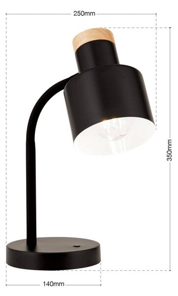 Stolová lampa Gili, čierna matná, oceľ, výška 35 cm, E27, Čierna, Obývacia izba / jedáleň, kov, Moderný, Stojacie svietidlo
