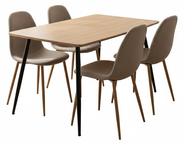 Jedálenský set 4x stoličky + stôl 120 cm AVENBERG NATURAL, béžová
