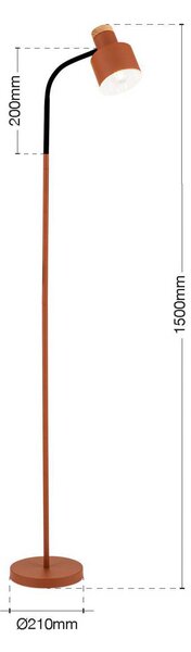 Stojacia lampa Gili, oceľ, koralovo červená, výška 150 cm, E27, Červená, Obývacia izba / jedáleň, kov, Moderný, Stojaca lampa