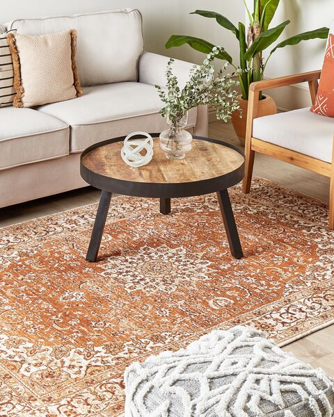 Koberec oranžový bavlna polyester 160 x 230 cm orientálny vzor vintage bytové doplnky