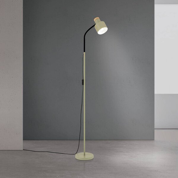 Stojacia lampa Gili, oceľ, svetlozelená, výška 150 cm, E27, Zelená, Obývacia izba / jedáleň, kov, Moderný, Stojaca lampa