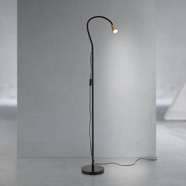 Stojacia lampa Dotty, mosadzná farba, výška 145 cm, ohybné rameno, GU10, Mosadz / zlato, Obývacia izba / jedáleň, kov, Moderný, Svetlo na čítanie