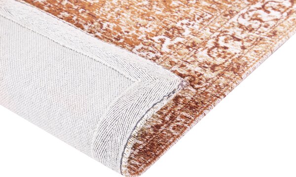 Koberec oranžový bavlna polyester 160 x 230 cm orientálny vzor vintage bytové doplnky