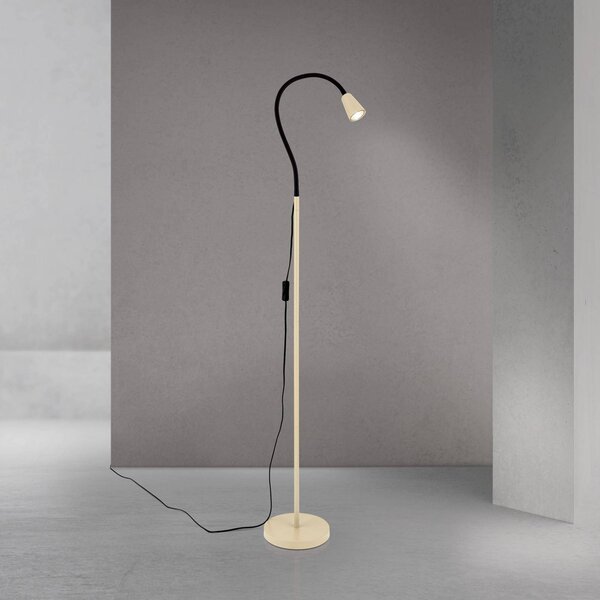 ORION Stojacia lampa Dotty, khaki, výška 145 cm, flexibilné rameno, GU10, Krémová / jantárovo žltá, Obývacia izba / jedáleň, kov, Moderný, Svetlo na čítanie