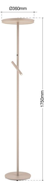 ORION LED stojacia lampa Teide, khaki, kov, na citanie, stmievač, Krémová / jantárovo žltá, Obývacia izba / jedáleň, Hliník, Moderný, Zemné bodové svetlo