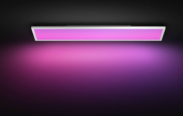 Philips Hue LED panel White & Color Ambiance Surimu 120x30cm, Biela / opálová, Obývacia izba / jedáleň, Hliník, Moderný, Stropné svetlo
