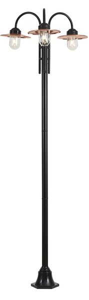 Moderná vonkajšia lampa čierna s meďou 235 cm 3-svetlá IP44 - Kansas