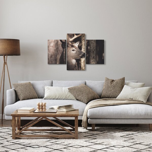 Obraz - Jeleň v lese (90x60 cm)