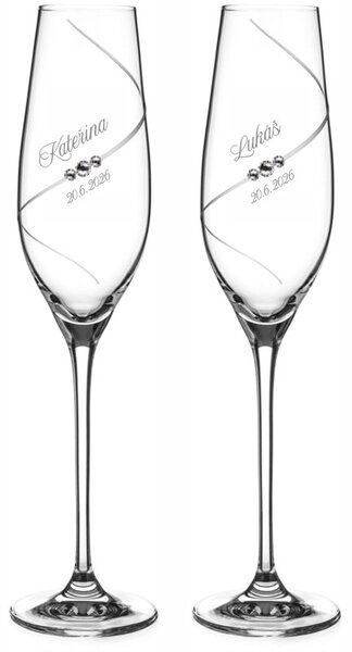 Svadobné poháre na sekt Diamante Silhouette s kryštálmi Swarovski 2 ks