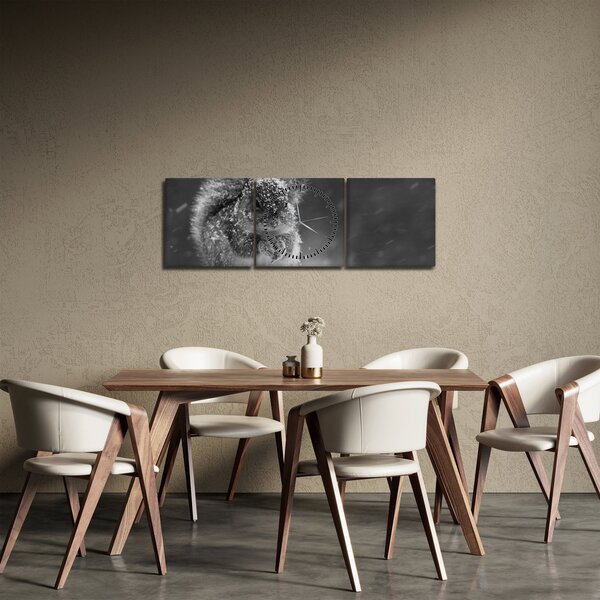 Obraz - Veverička v zime (s hodinami) (90x30 cm)