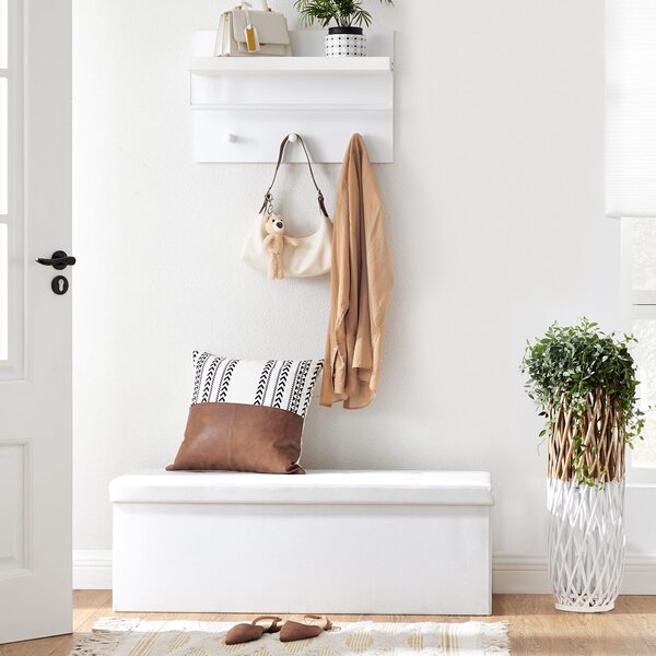 Dekorstudio Úložná taburetka LSF702V1 110x38x38 cm z ekokože – biela