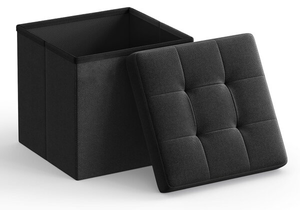 Dekorstudio Taburetka s úložným priestorom LSF028B01 z MDF a ľanovej tkaniny 30x30x30 cm - čierna