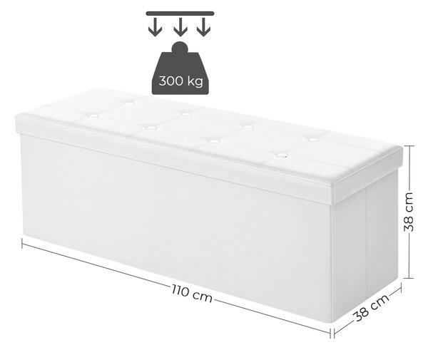 Dekorstudio Úložná taburetka LSF702V1 110x38x38 cm z ekokože – biela