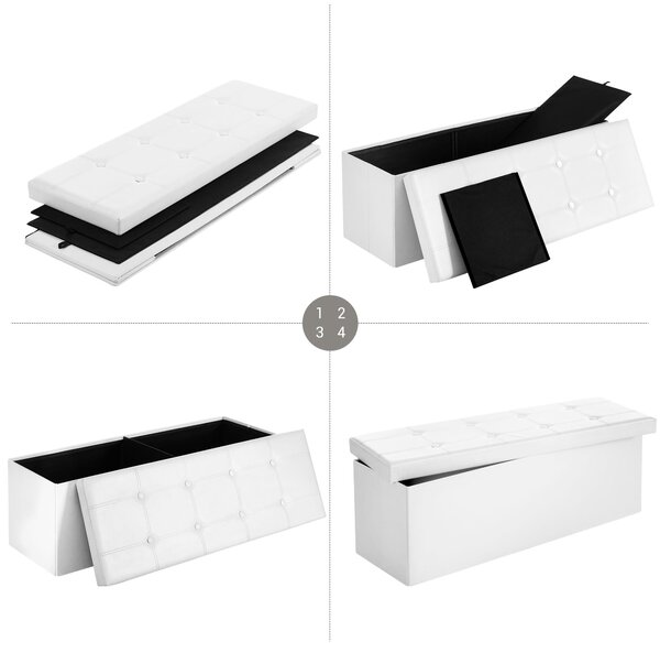 Dekorstudio Úložná taburetka LSF702V1 110x38x38 cm z ekokože – biela