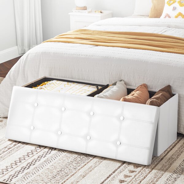 Dekorstudio Úložná taburetka LSF702V1 110x38x38 cm z ekokože – biela