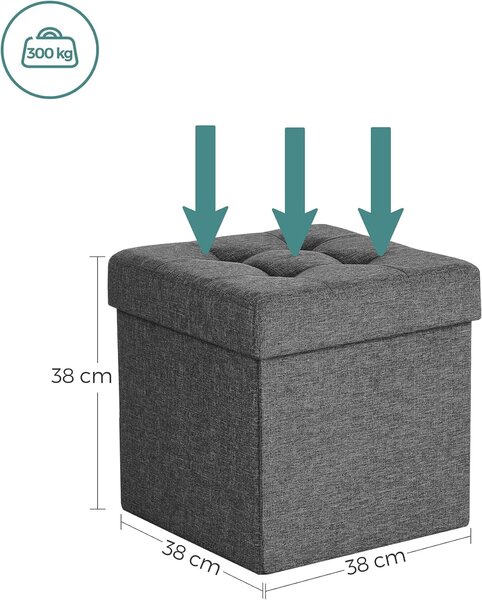Dekorstudio Skladacia taburetka s úložným priestorom LSF27Z 38x38x38 cm – tmavosivá