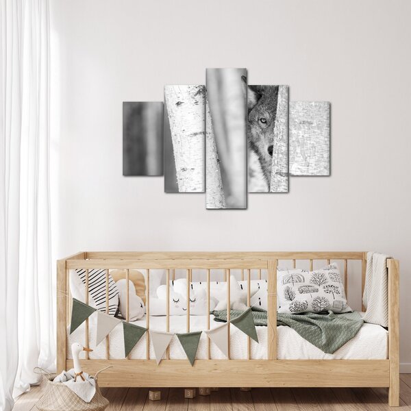 Obraz - Vlk v lese (150x105 cm)