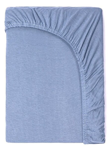 Detská modrá bavlnená elastická plachta Good Morning, 70 x 140/150 cm