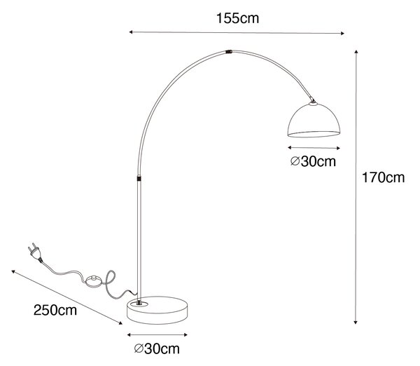 Inteligentná oblúková stojaca lampa čierna s dymovým sklom vrátane WiFi G95 - Arc