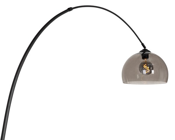 Inteligentná oblúková stojaca lampa čierna s dymovým sklom vrátane WiFi G95 - Arc