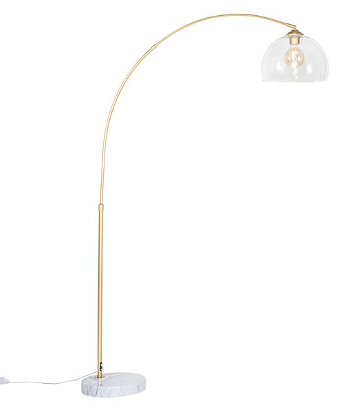 Moderná oblúková lampa z mosadze s čírym sklom - Arc