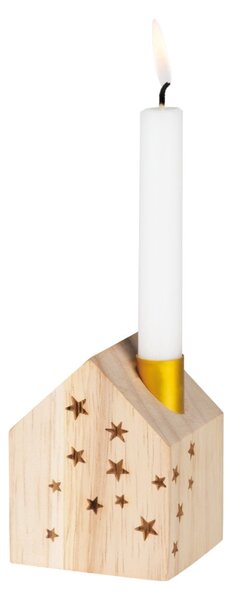 Drevený svietnik domček Stars