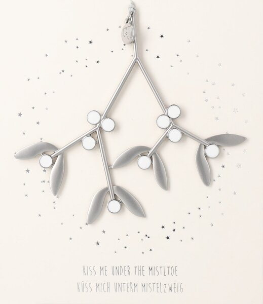 Kovová vianočná ozdoba Mistletoe Silver
