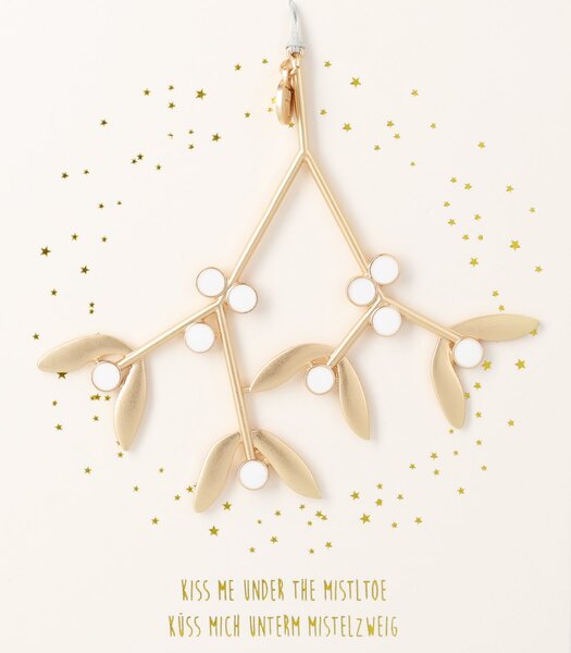 Kovová vianočná ozdoba Mistletoe Golden