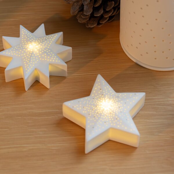 Vianočná porcelánová LED dekorácia Star