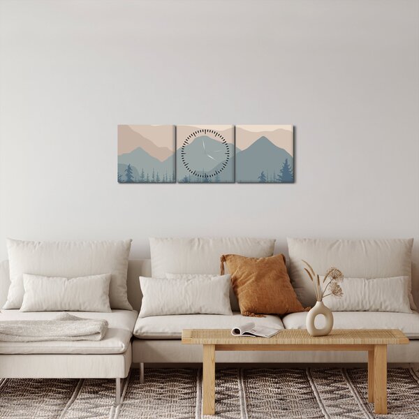 Obraz - Tyrkysové hory N⁰1 (s hodinami) (90x30 cm)